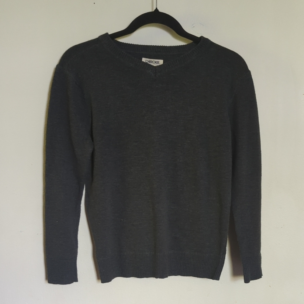 3 for $10 bundle sale! Cherokee Gray V-Neck Sweater 100% Cotton Boys Size M 8/10